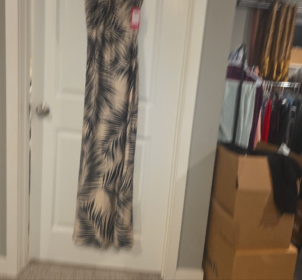 Vince Camuto Beige and Black Palm-Print Halter Maxi Dress - Picture 12 of 16